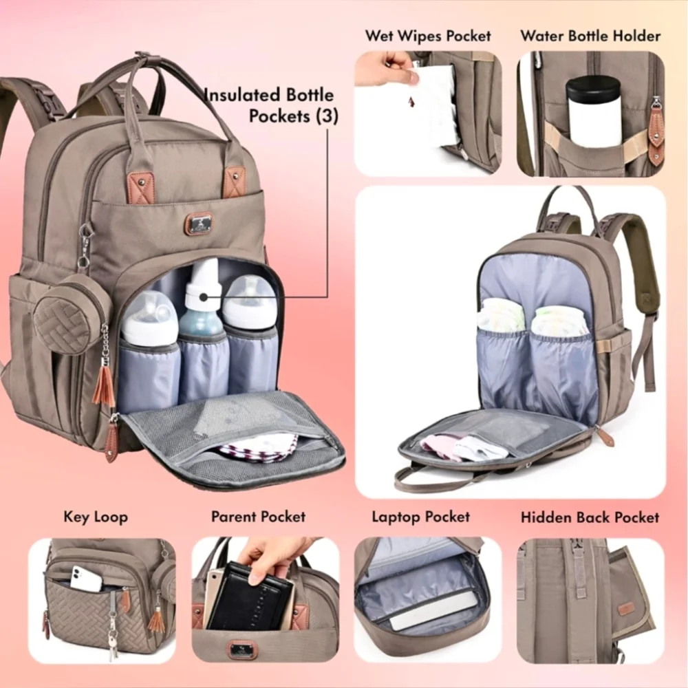 Elegant Quilted Brown Baby Bag‎